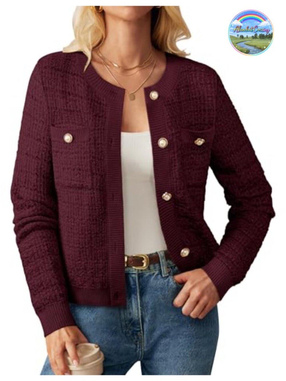 Women's Textured Knit Cardigan Buttons Long Sleeve